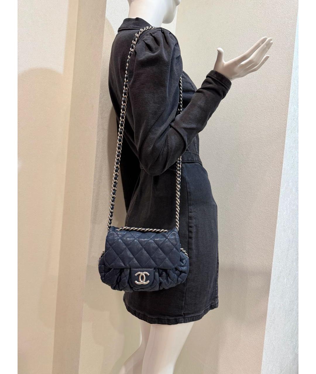 CHANEL Синяя кожаная сумка через плечо, фото 5