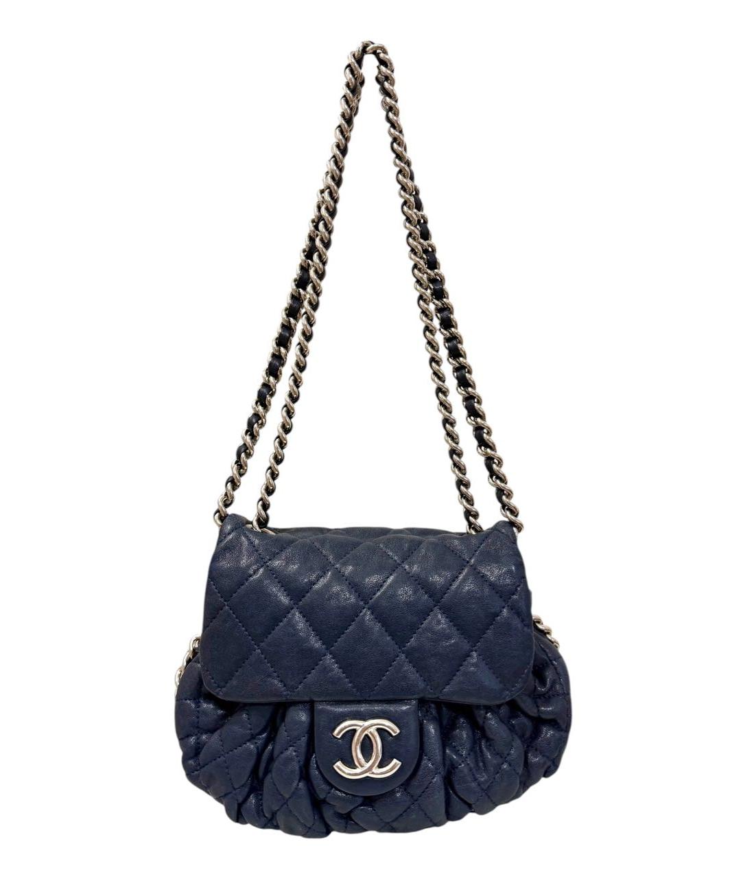 CHANEL Синяя кожаная сумка через плечо, фото 9