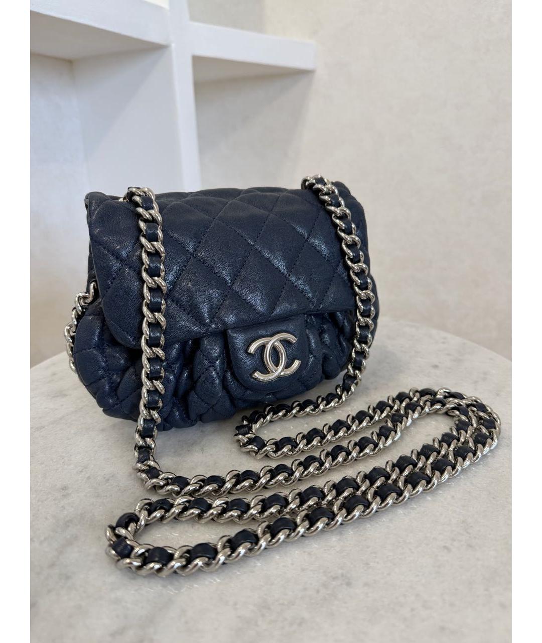 CHANEL Синяя кожаная сумка через плечо, фото 3