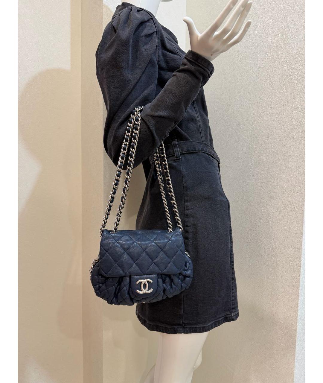 CHANEL Синяя кожаная сумка через плечо, фото 7
