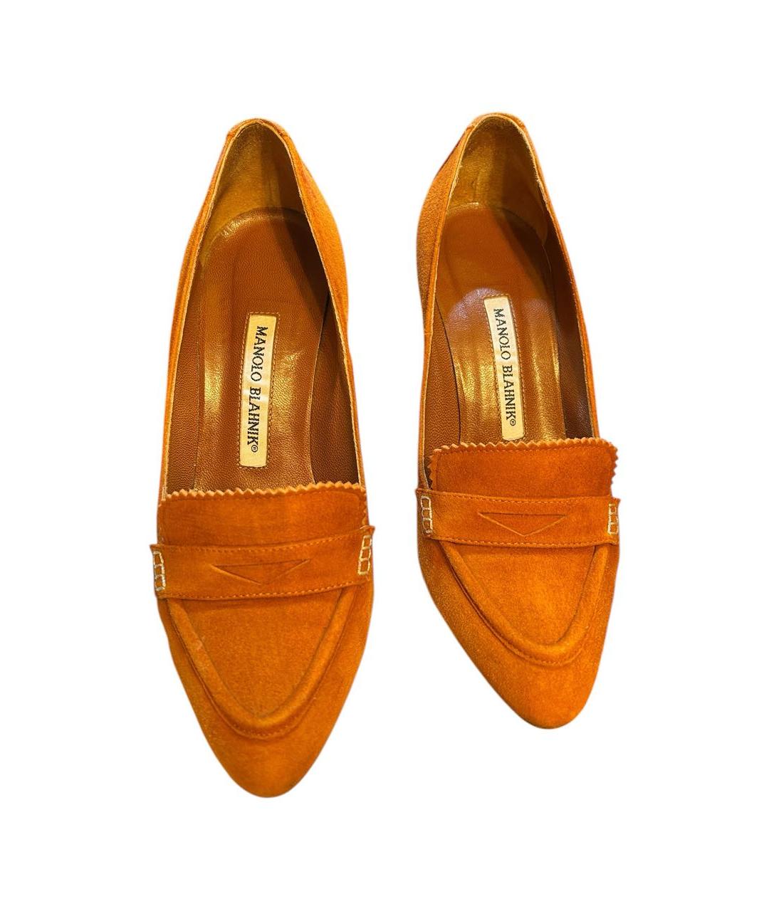 MANOLO BLAHNIK Оранжевое замшевые туфли, фото 2