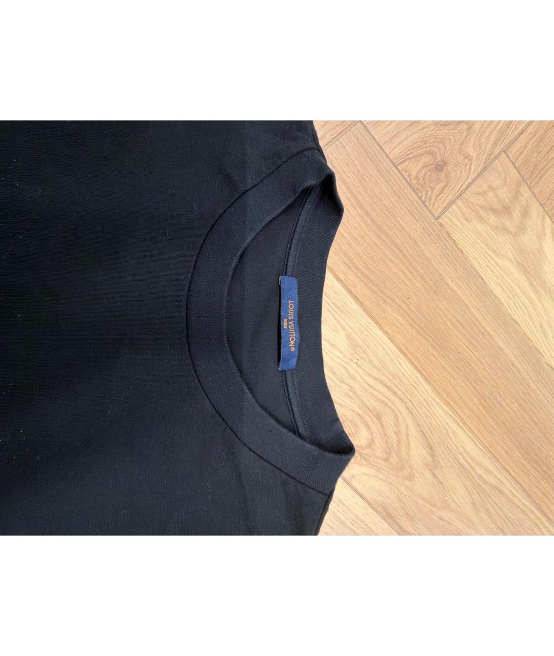 LOUIS VUITTON Черная хлопковая футболка, фото 3