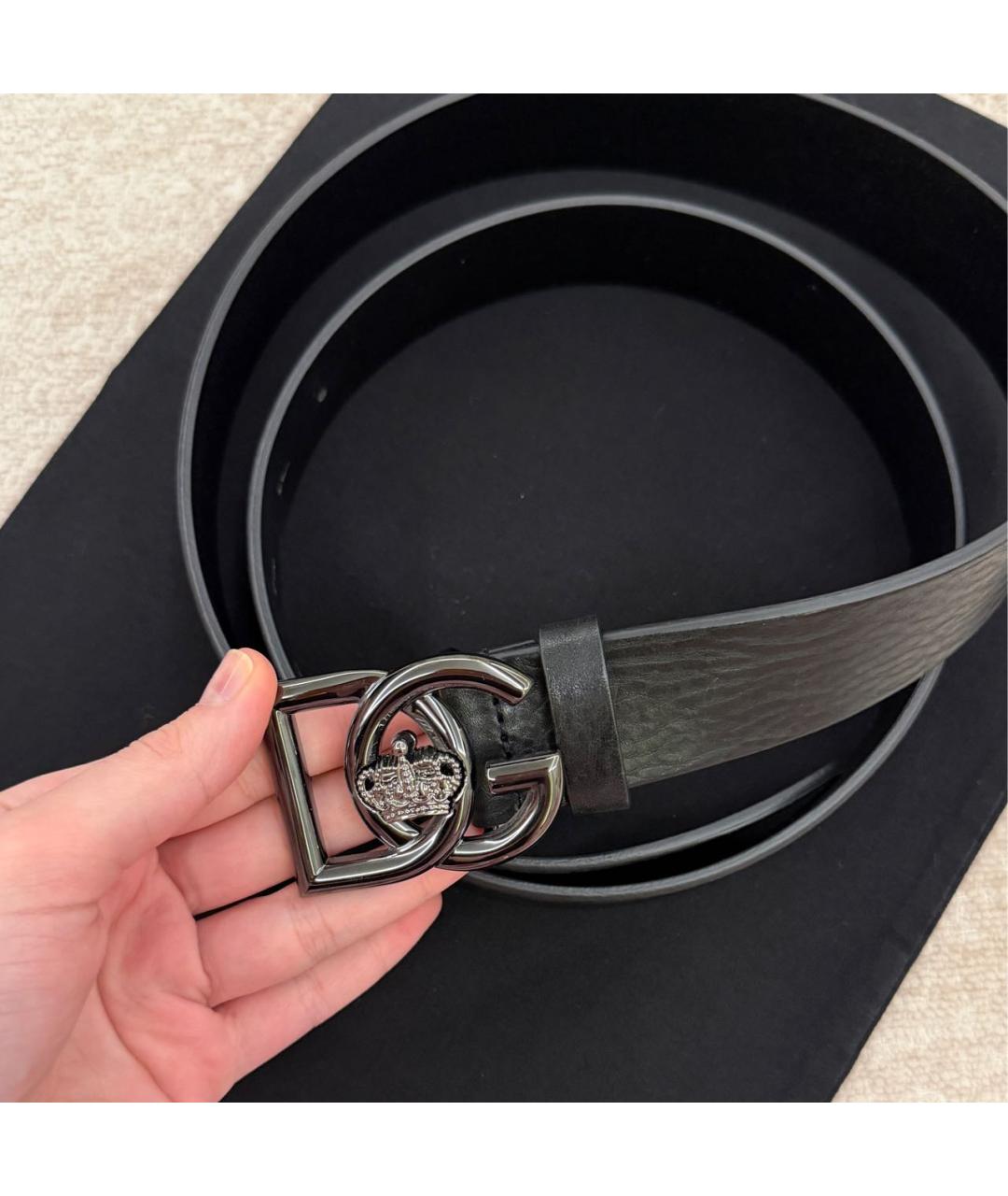 DOLCE&GABBANA Черный кожаный ремень, фото 4