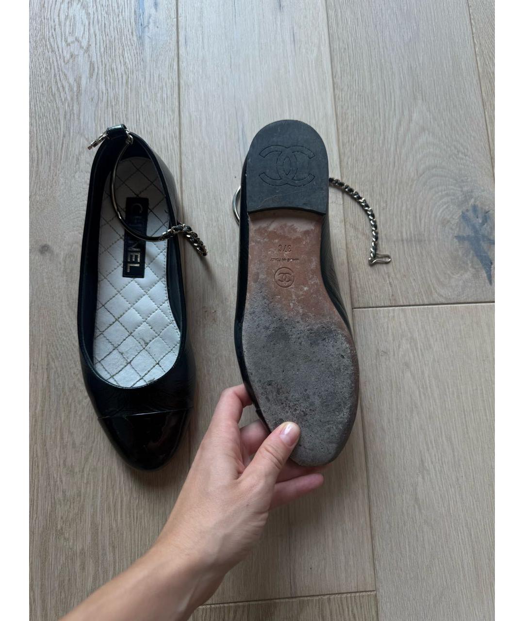 CHANEL Черные кожаные балетки, фото 5