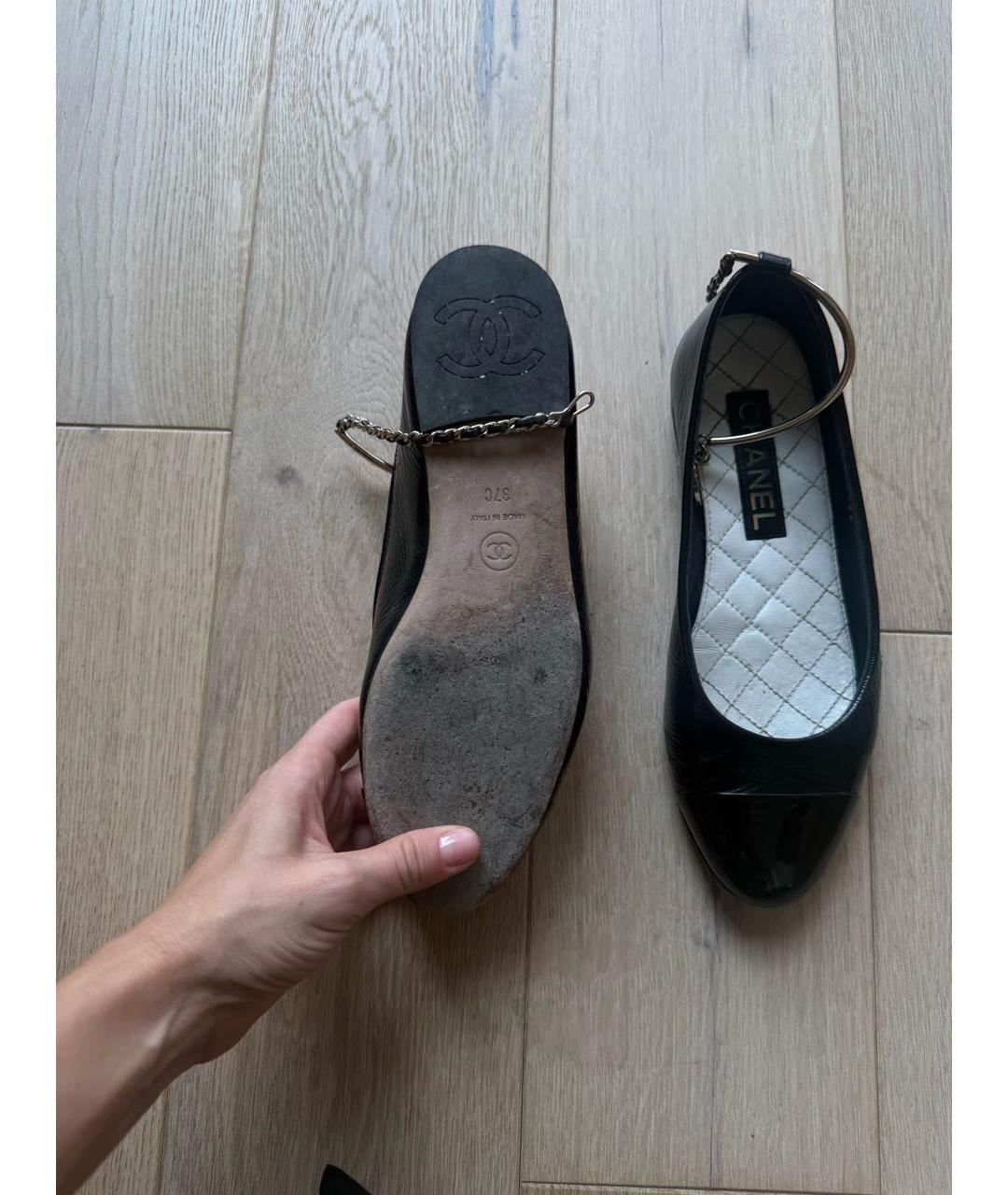 CHANEL Черные кожаные балетки, фото 4