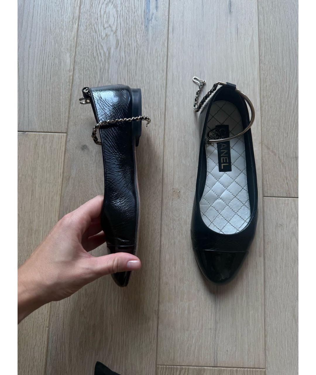 CHANEL Черные кожаные балетки, фото 3