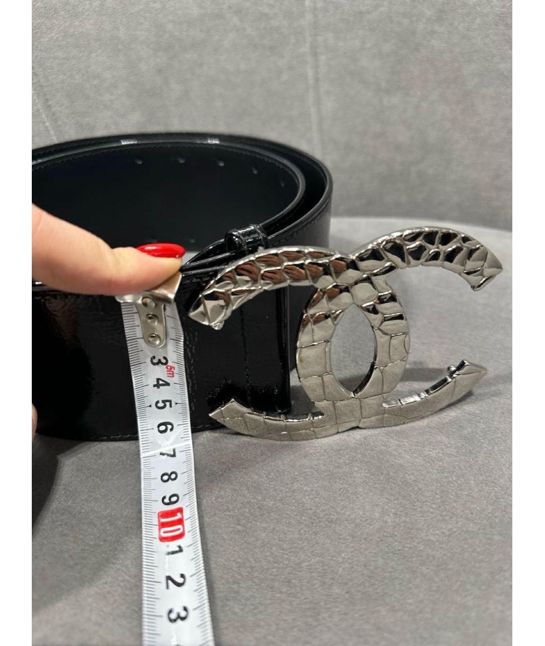 CHANEL Черный ремень из лакированной кожи, фото 6