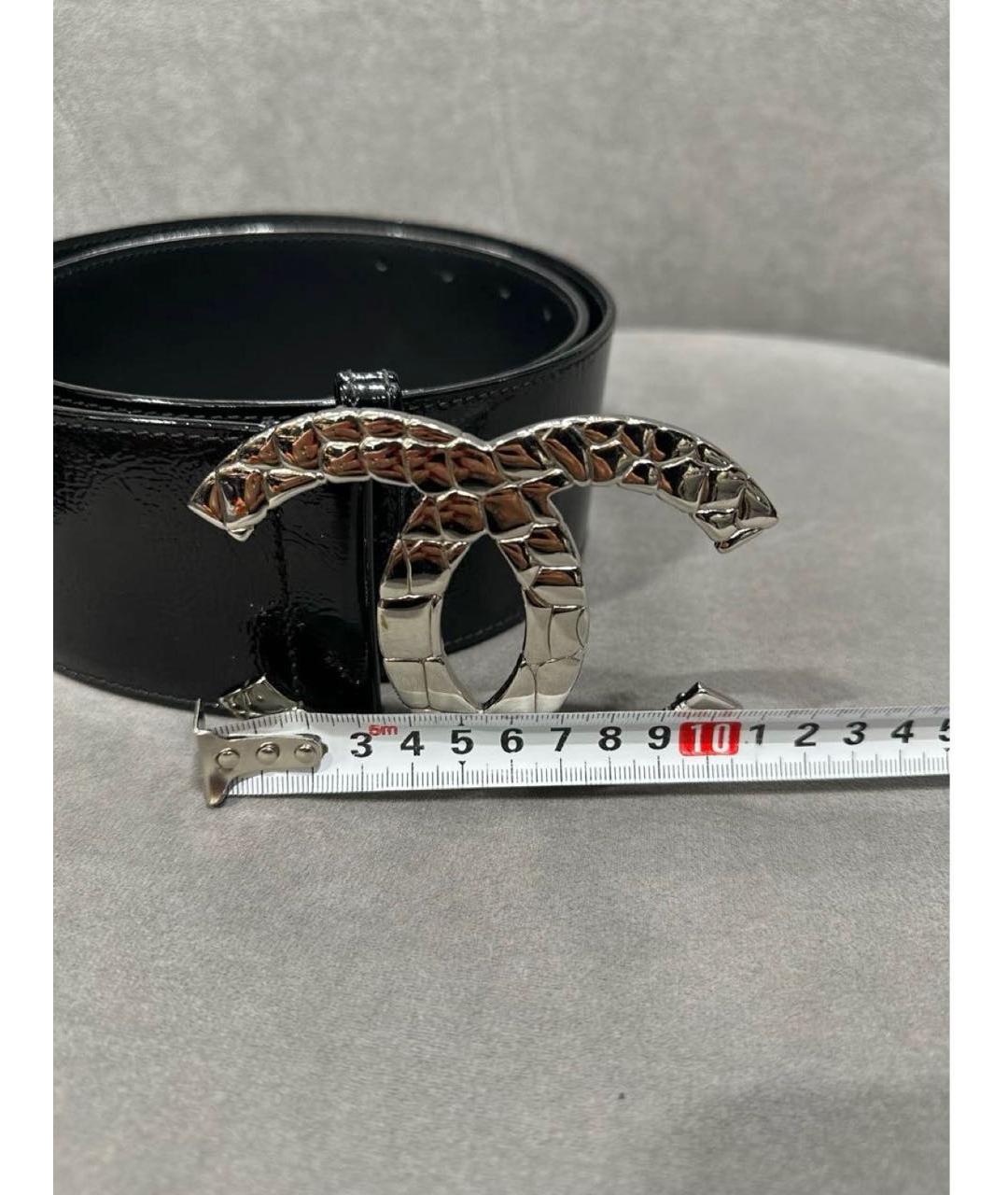 CHANEL Черный ремень из лакированной кожи, фото 7