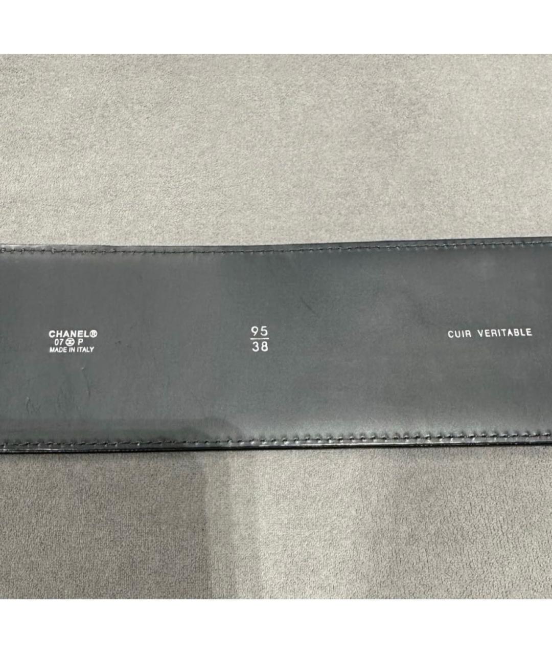 CHANEL Черный ремень из лакированной кожи, фото 3