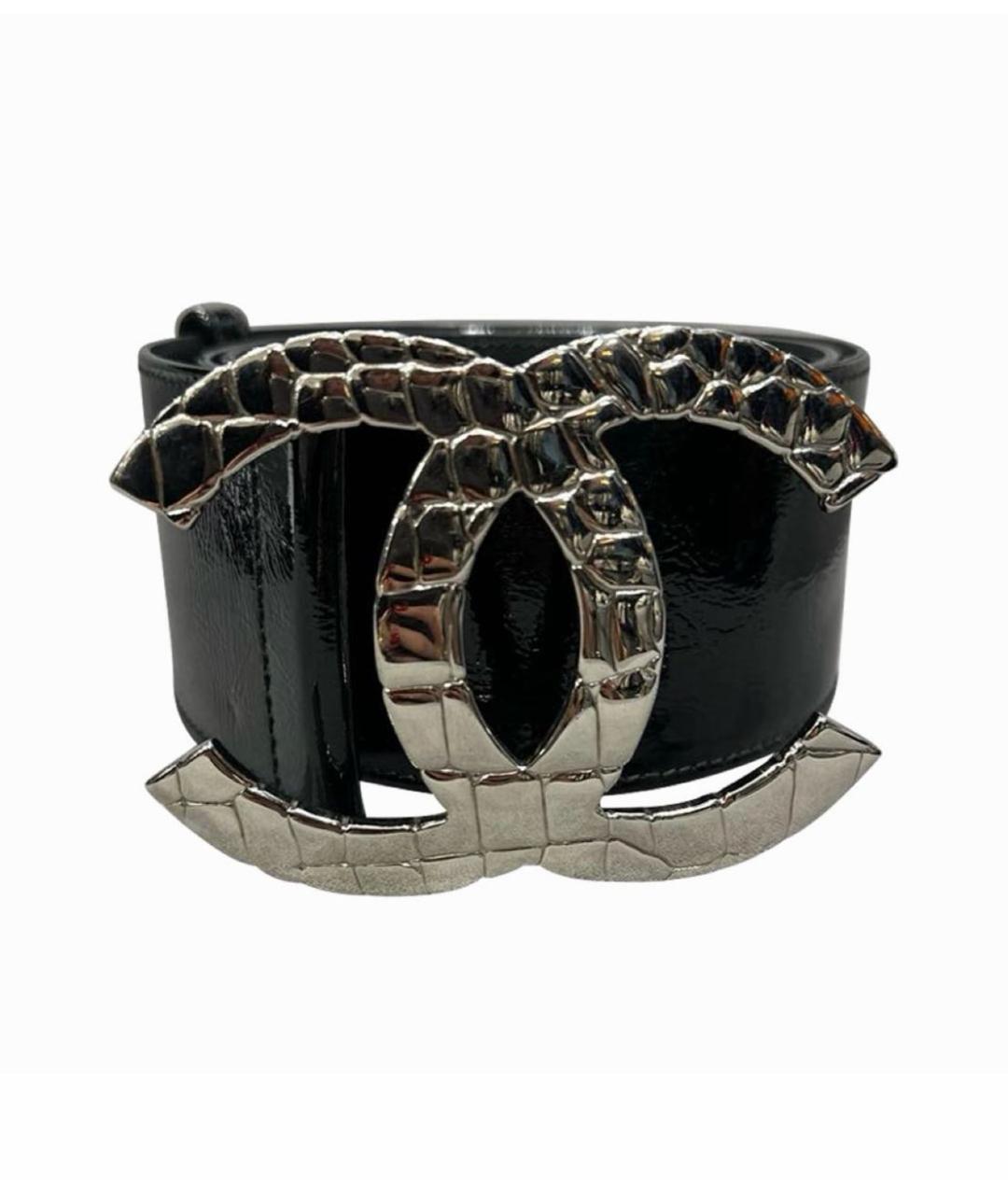 CHANEL Черный ремень из лакированной кожи, фото 9