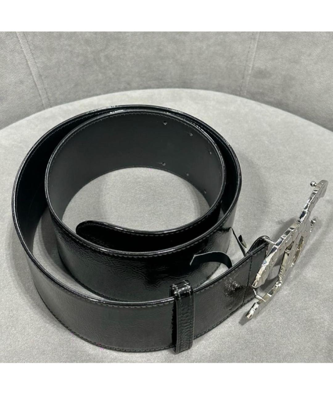 CHANEL Черный ремень из лакированной кожи, фото 4