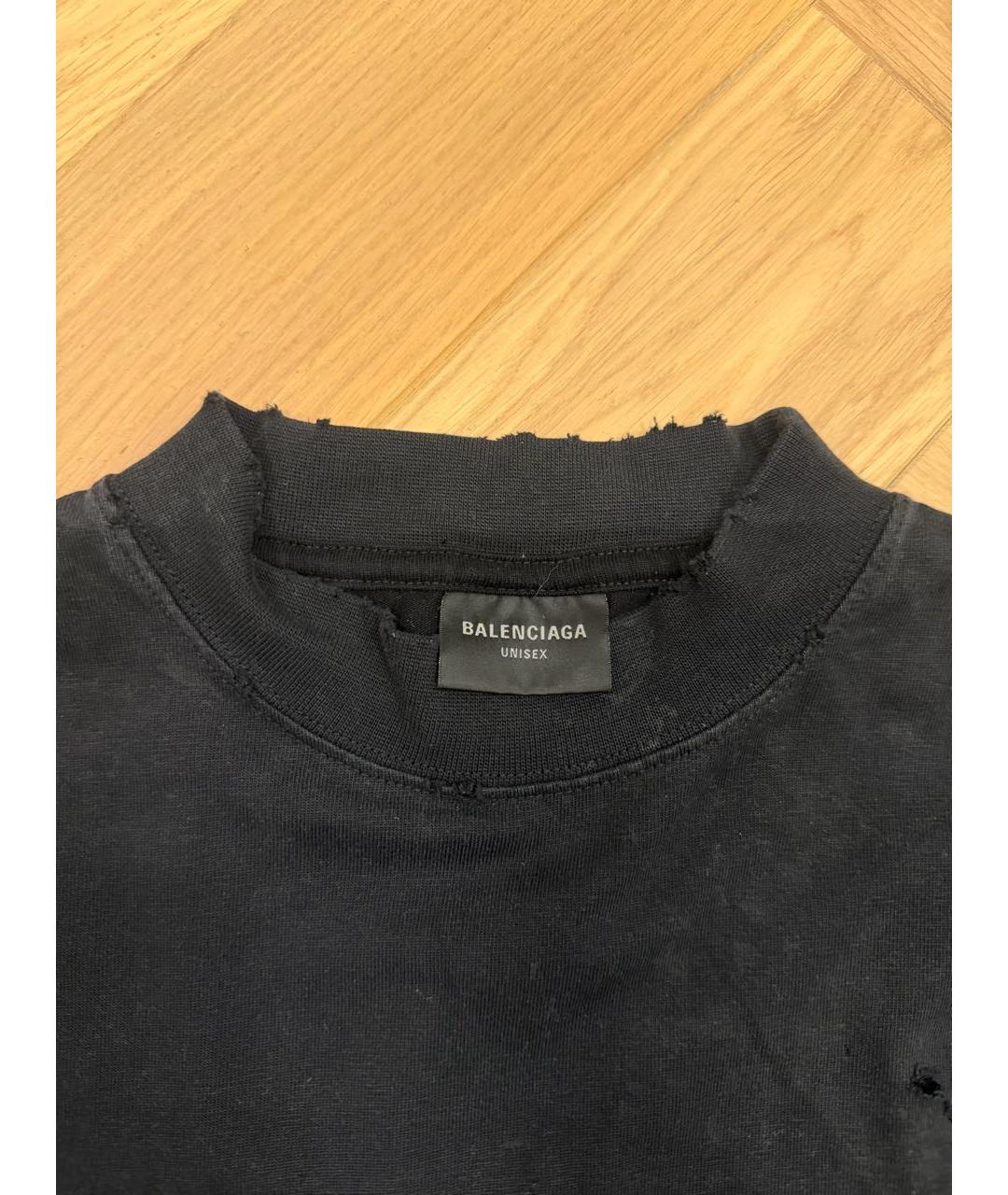 BALENCIAGA Черная хлопковая футболка, фото 3