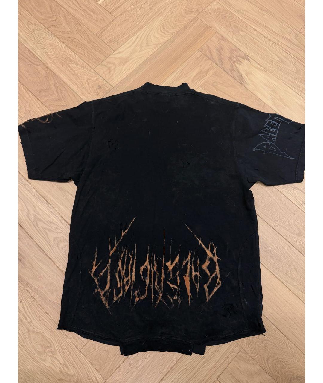 BALENCIAGA Черная хлопковая футболка, фото 2