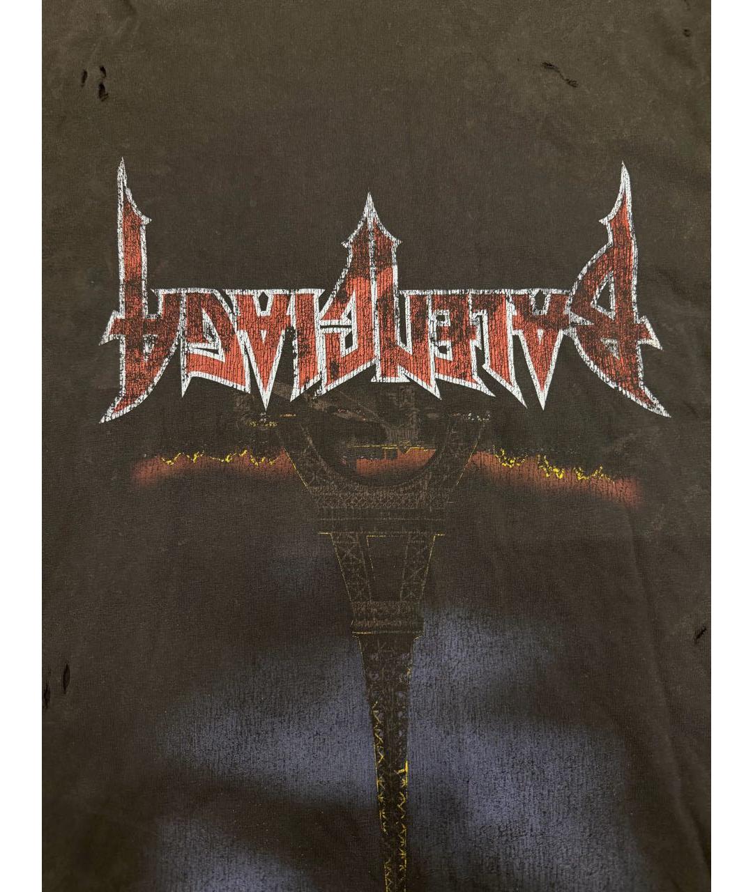 BALENCIAGA Черная хлопковая футболка, фото 4