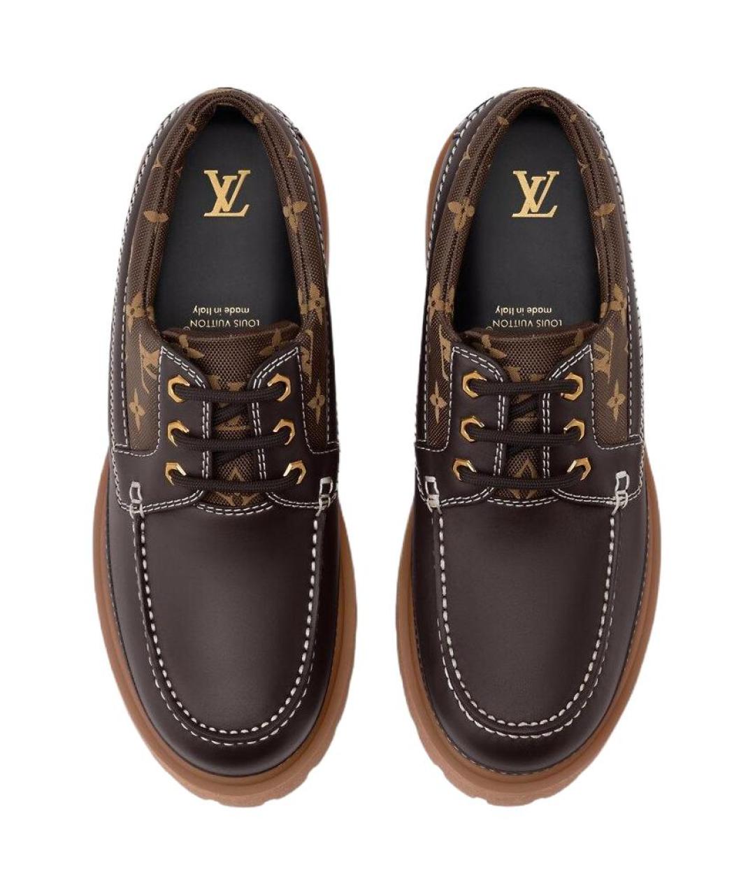 LOUIS VUITTON Коричневые кожаные лоферы, фото 4