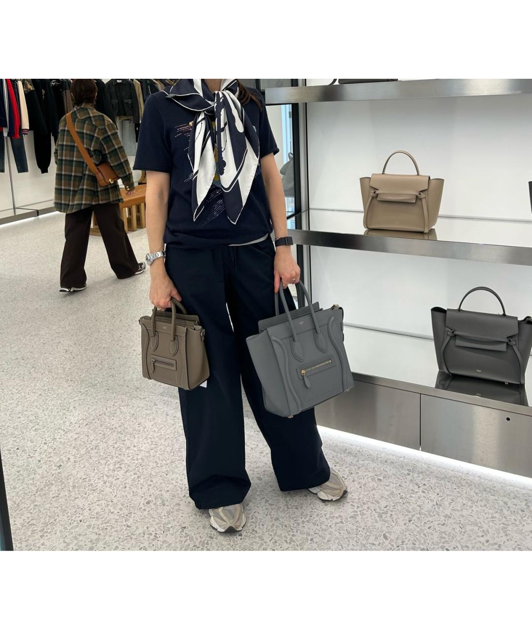 CELINE Хаки кожаная сумка тоут, фото 8