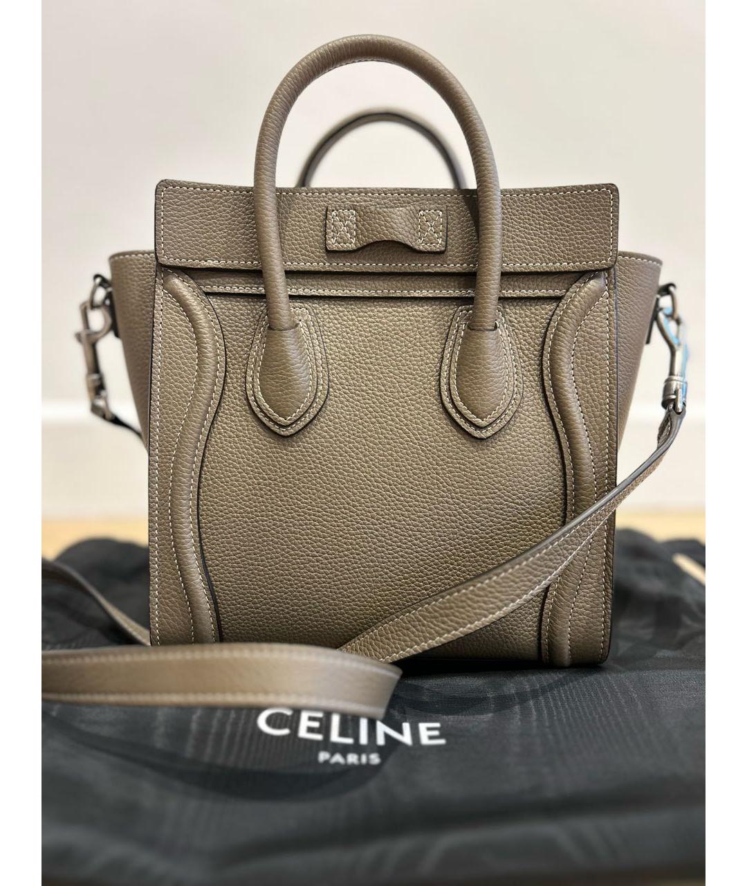 CELINE Хаки кожаная сумка тоут, фото 3