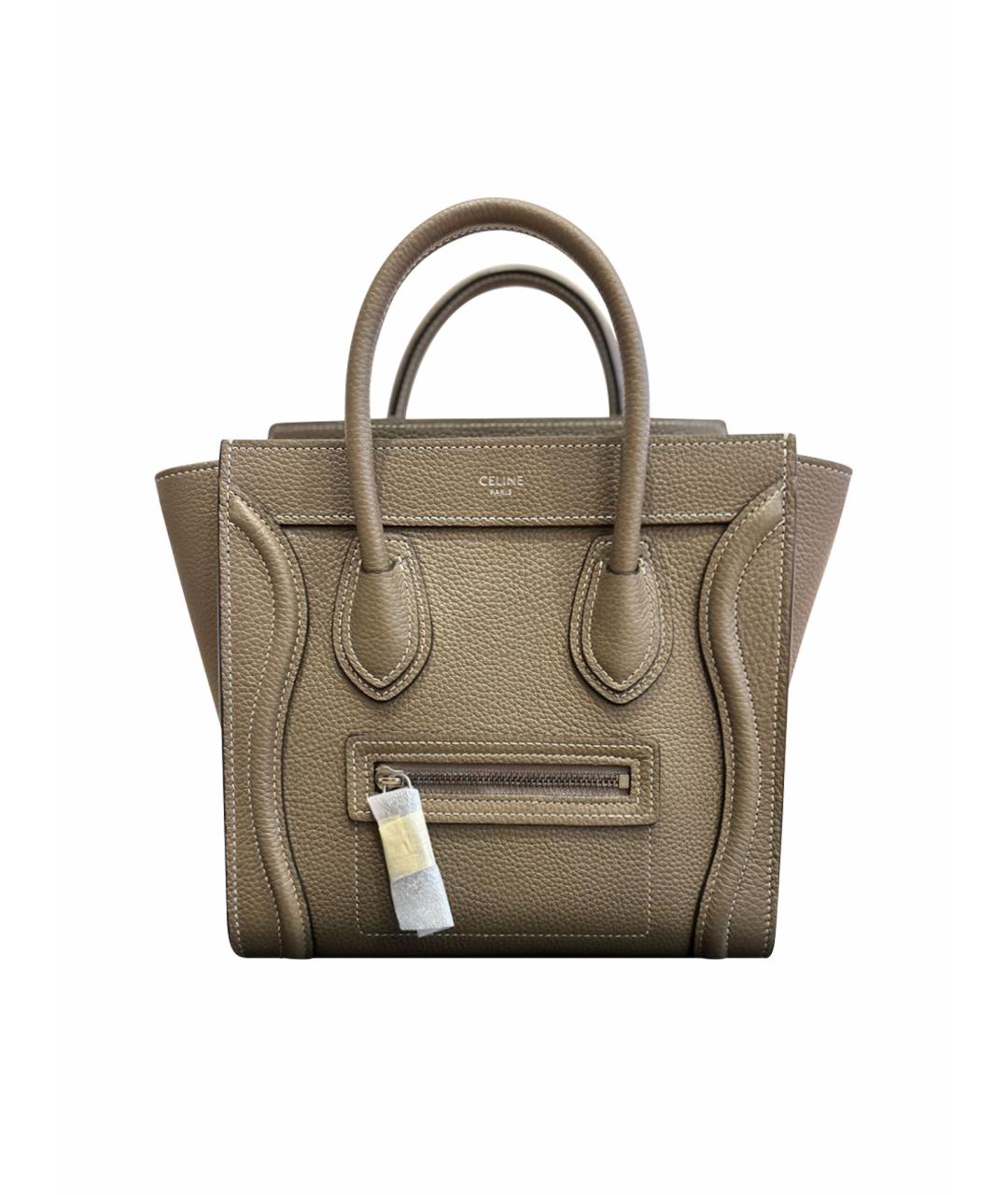 CELINE Хаки кожаная сумка тоут, фото 1