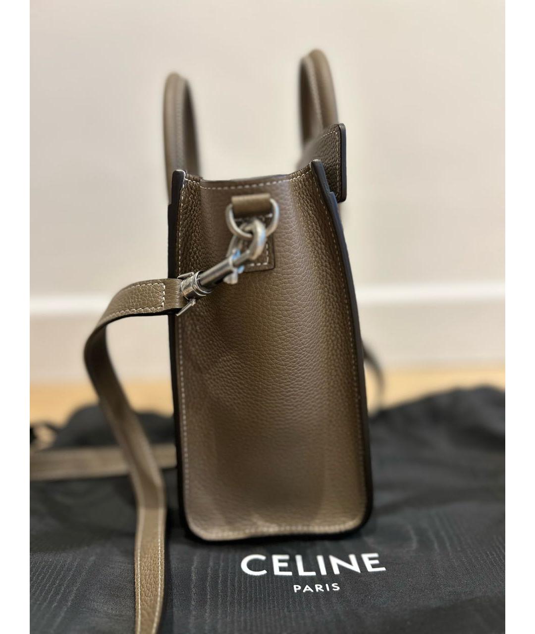 CELINE Хаки кожаная сумка тоут, фото 2