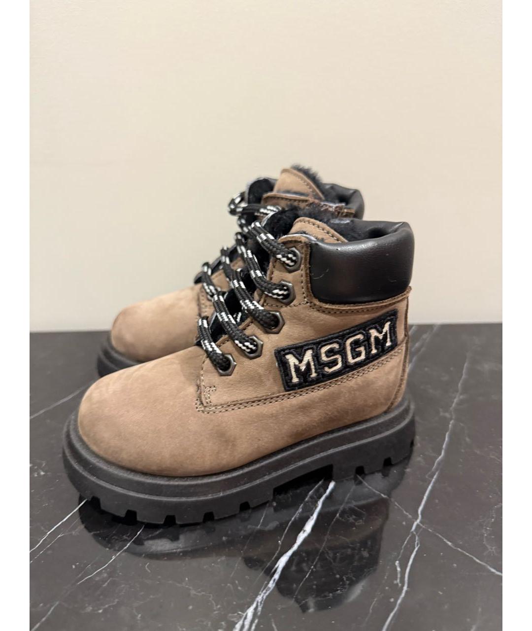 MSGM Коричневые кожаные ботинки, фото 7