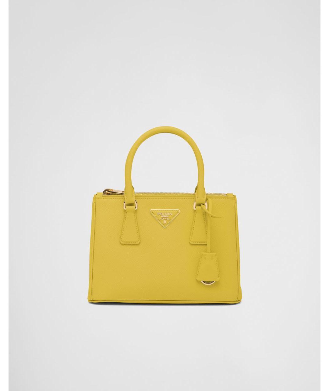 PRADA Желтая кожаная сумка с короткими ручками, фото 7