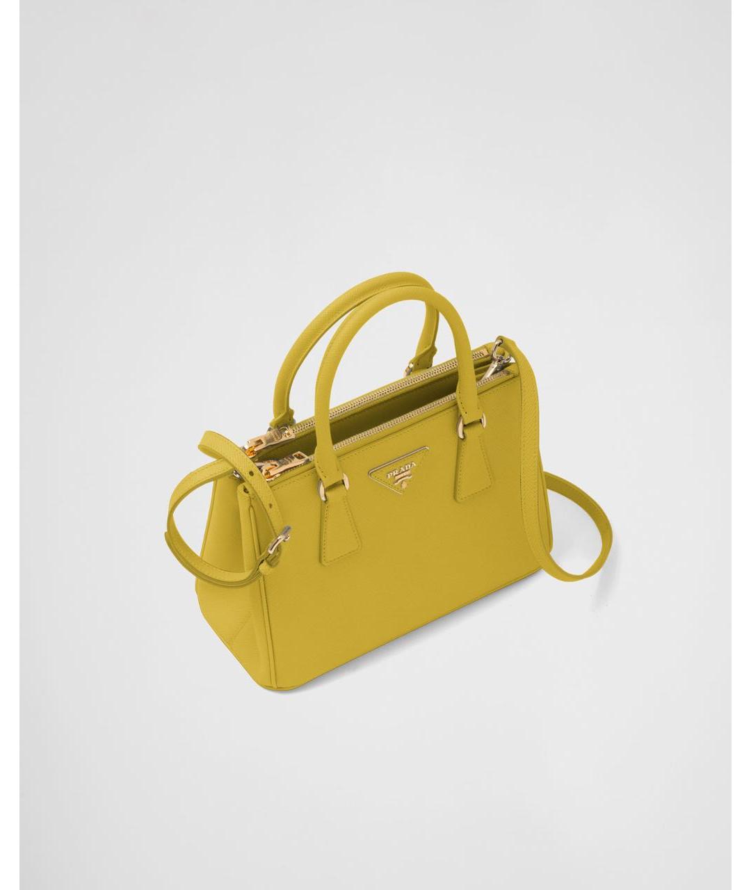 PRADA Желтая кожаная сумка с короткими ручками, фото 3