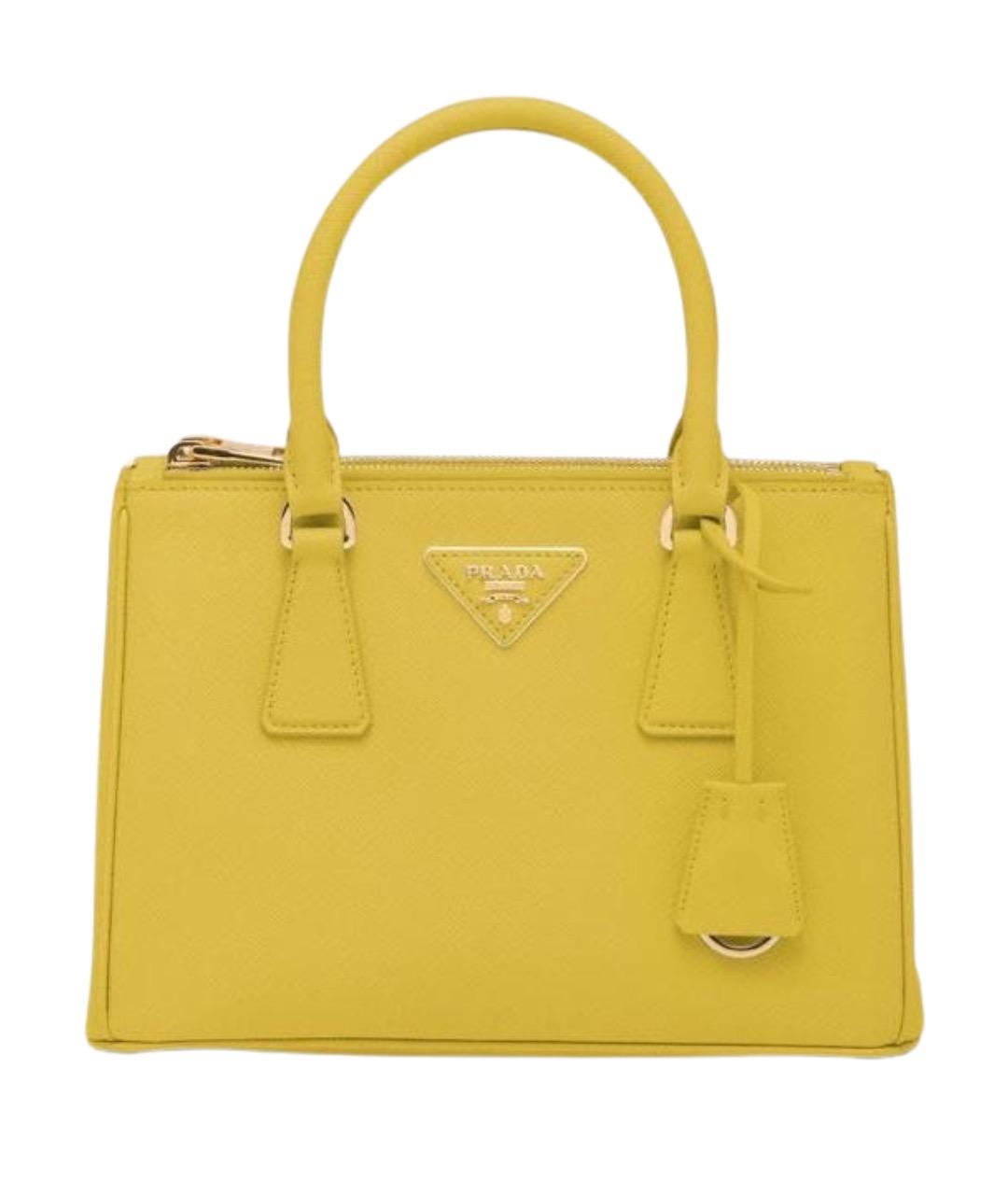 PRADA Желтая кожаная сумка с короткими ручками, фото 1