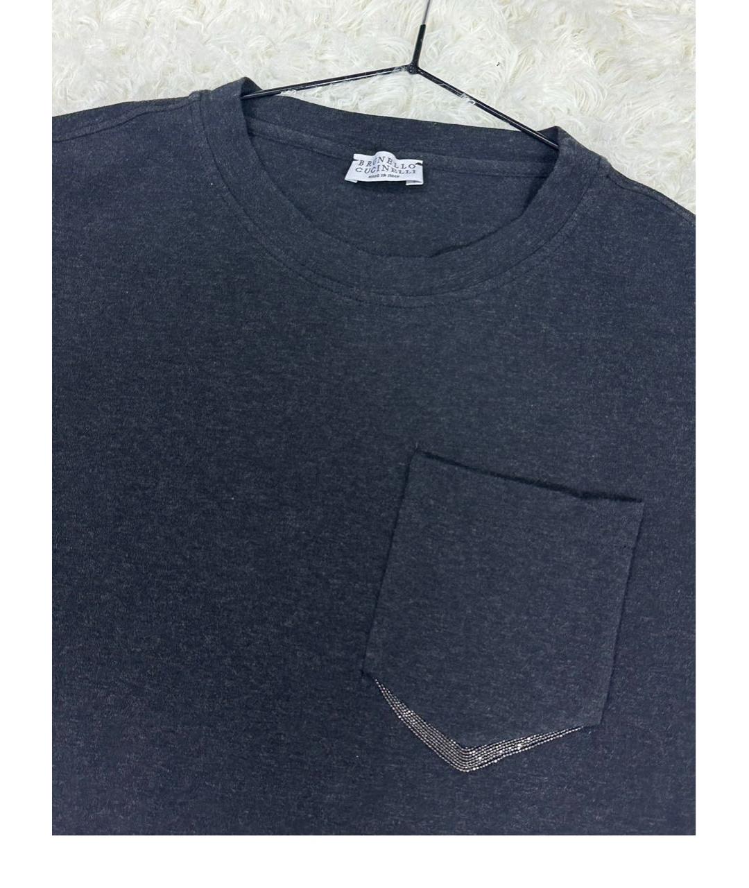 BRUNELLO CUCINELLI Антрацитовая футболка, фото 2