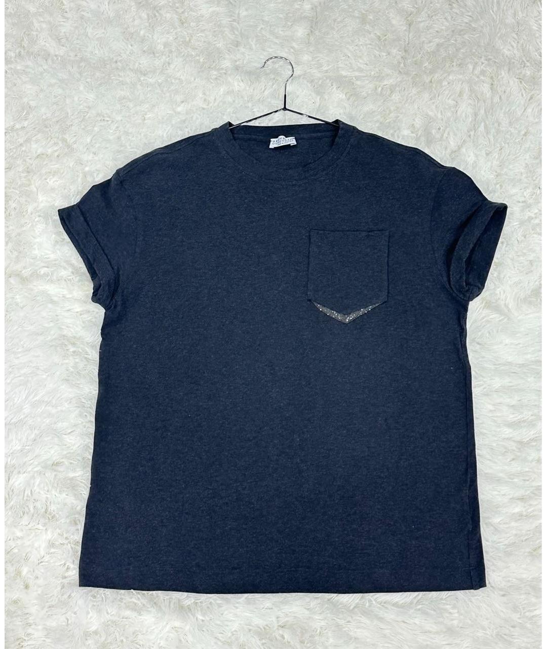 BRUNELLO CUCINELLI Антрацитовая футболка, фото 6