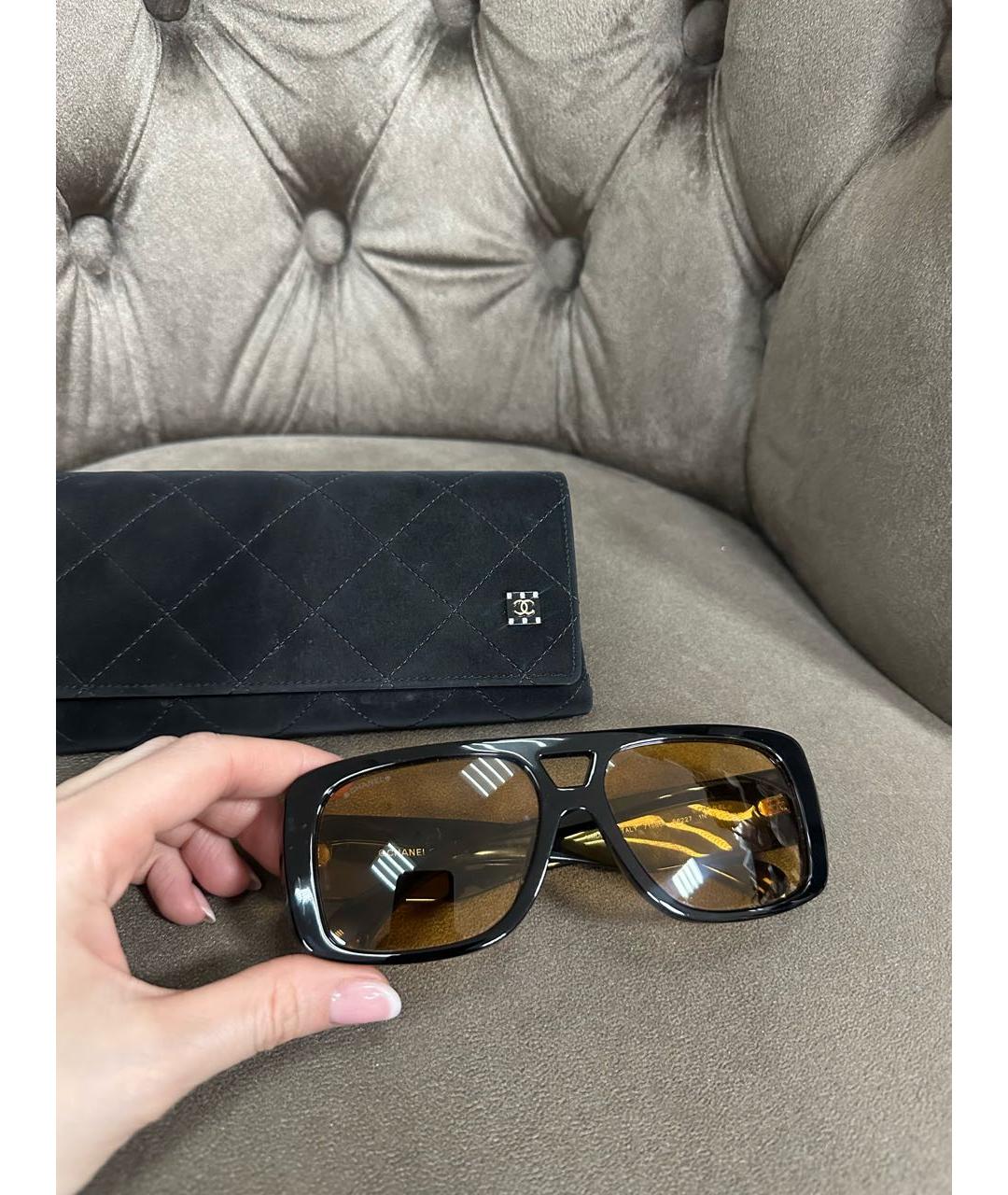 CHANEL Черные пластиковые солнцезащитные очки, фото 3