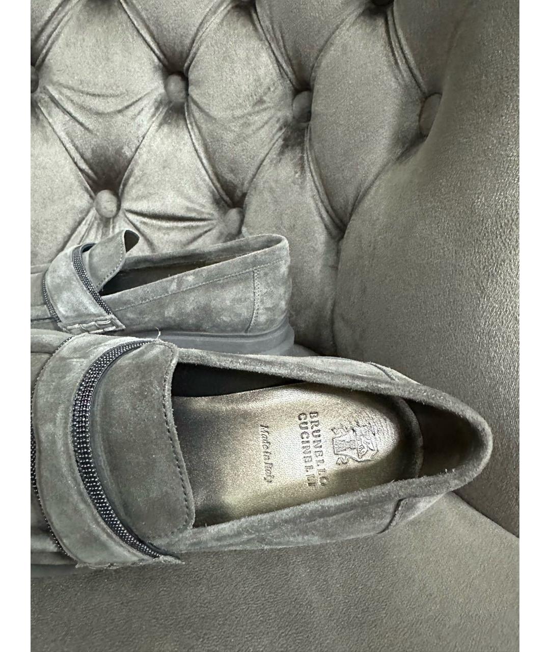 BRUNELLO CUCINELLI Антрацитовые мокасины, фото 3