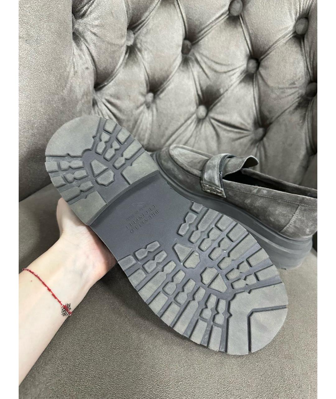 BRUNELLO CUCINELLI Антрацитовые мокасины, фото 5