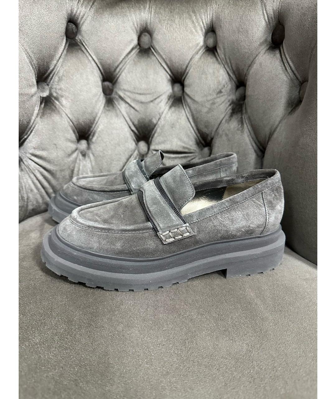 BRUNELLO CUCINELLI Антрацитовые мокасины, фото 7