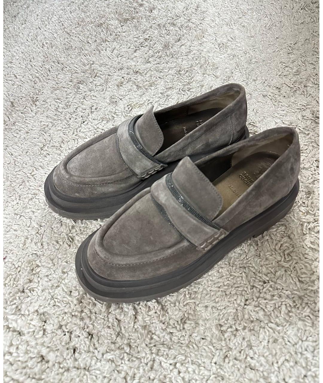 BRUNELLO CUCINELLI Антрацитовые мокасины, фото 2