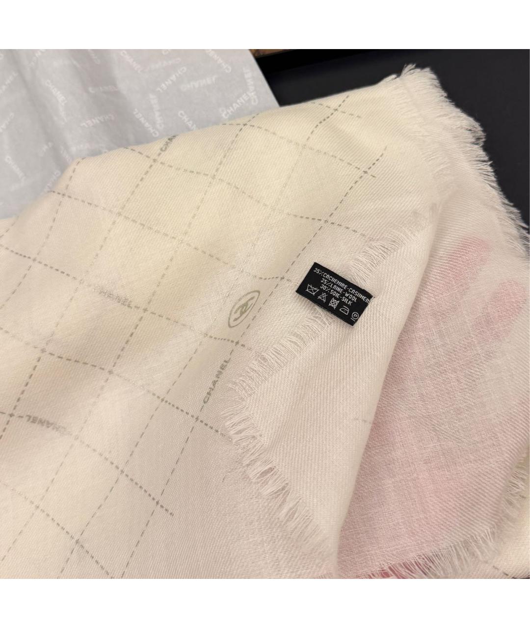 CHANEL Бежевый кашемировый платок, фото 4