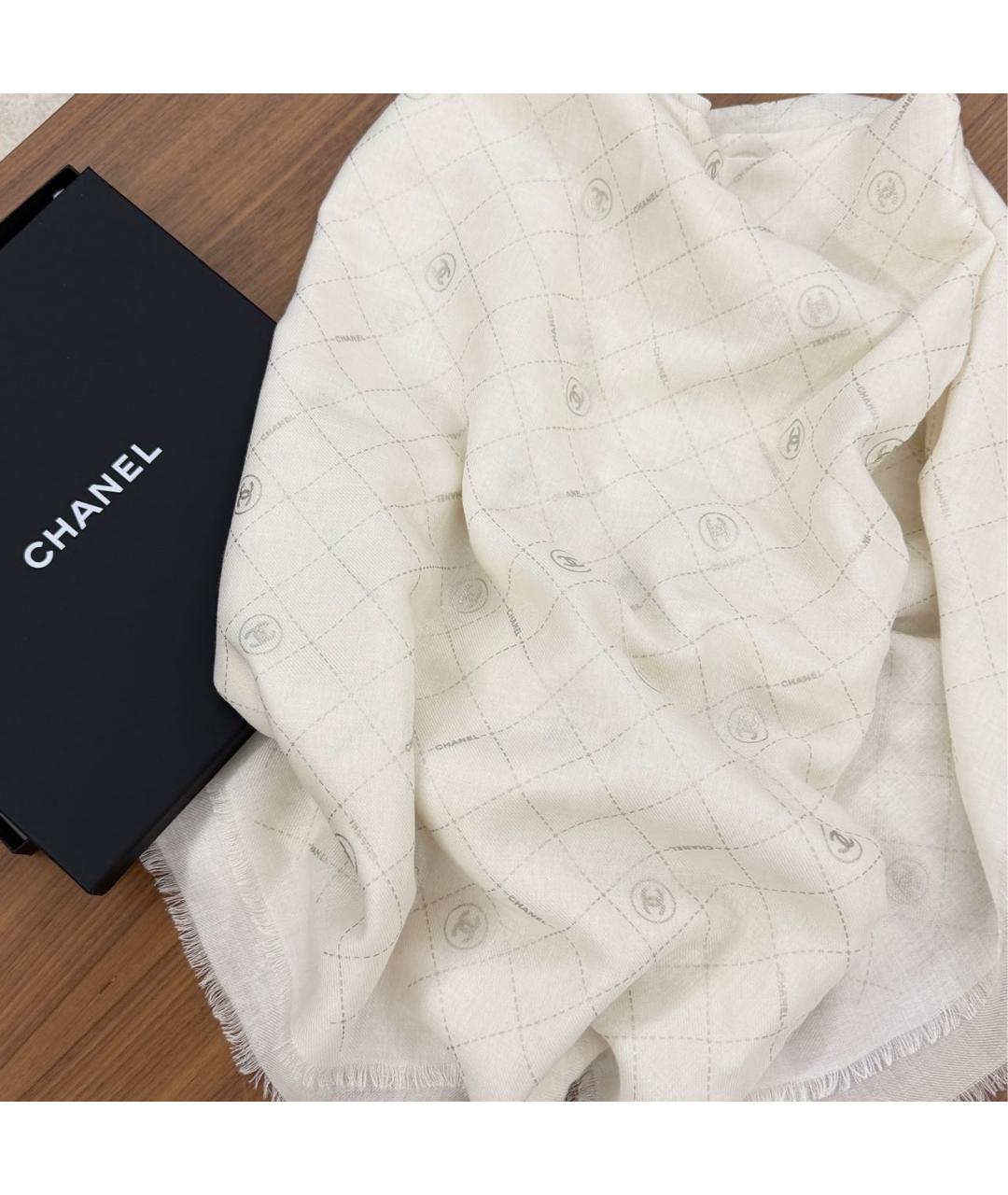 CHANEL Бежевый кашемировый платок, фото 3