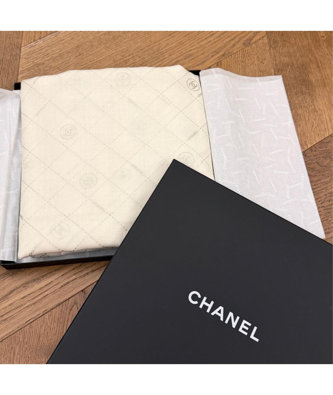 CHANEL Бежевый кашемировый платок, фото 5