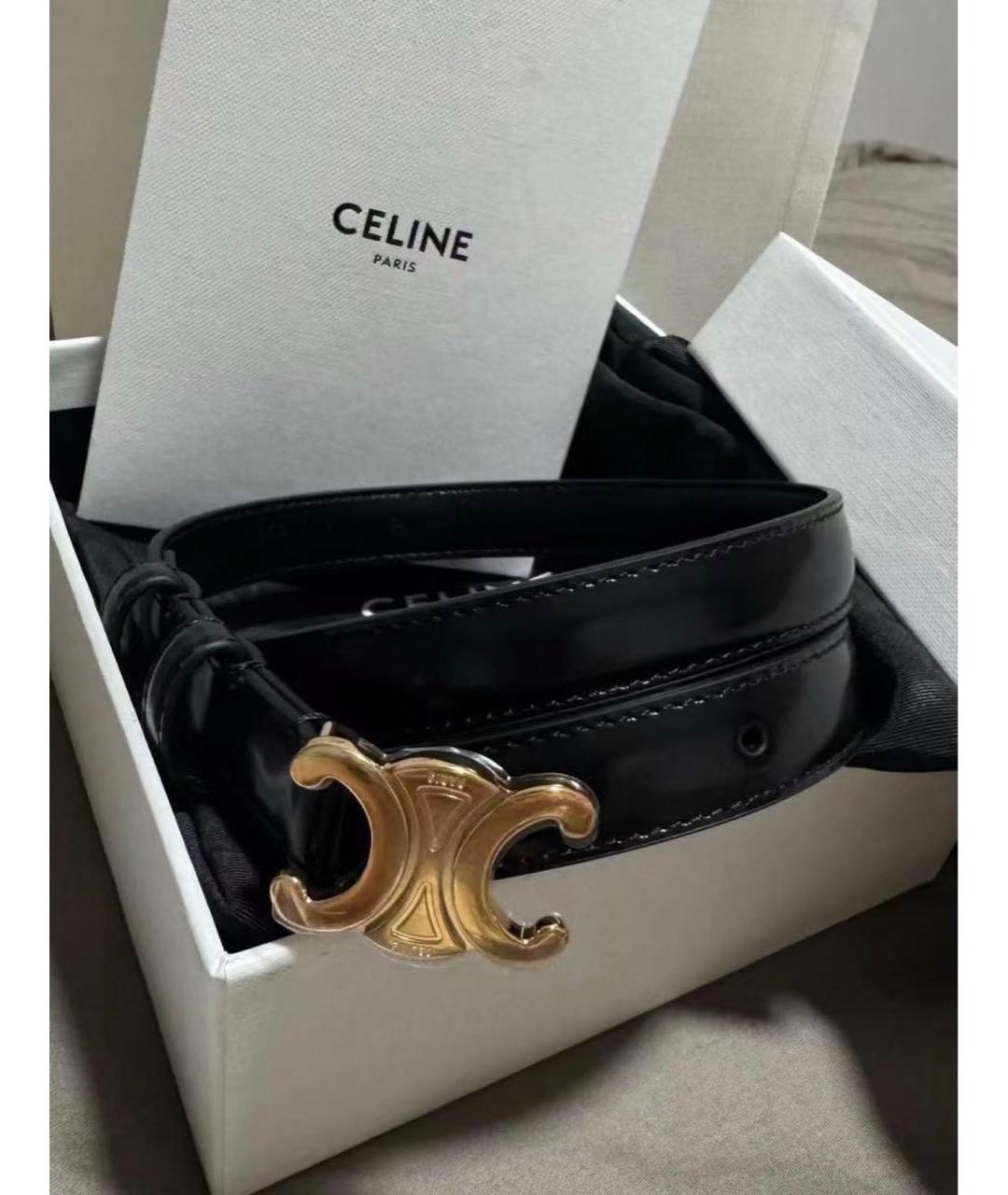 CELINE Черный кожаный ремень, фото 5
