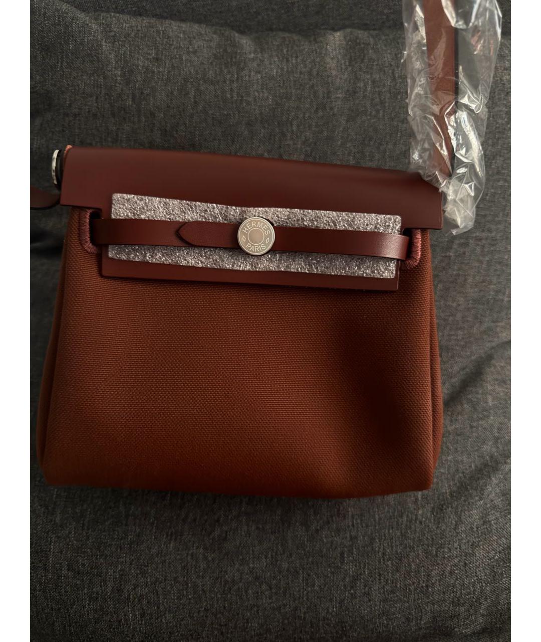 HERMES Бордовая тканевая сумка через плечо, фото 9