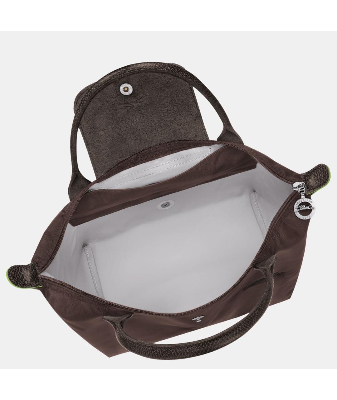 LONGCHAMP Коричневая тканевая сумка с короткими ручками, фото 4