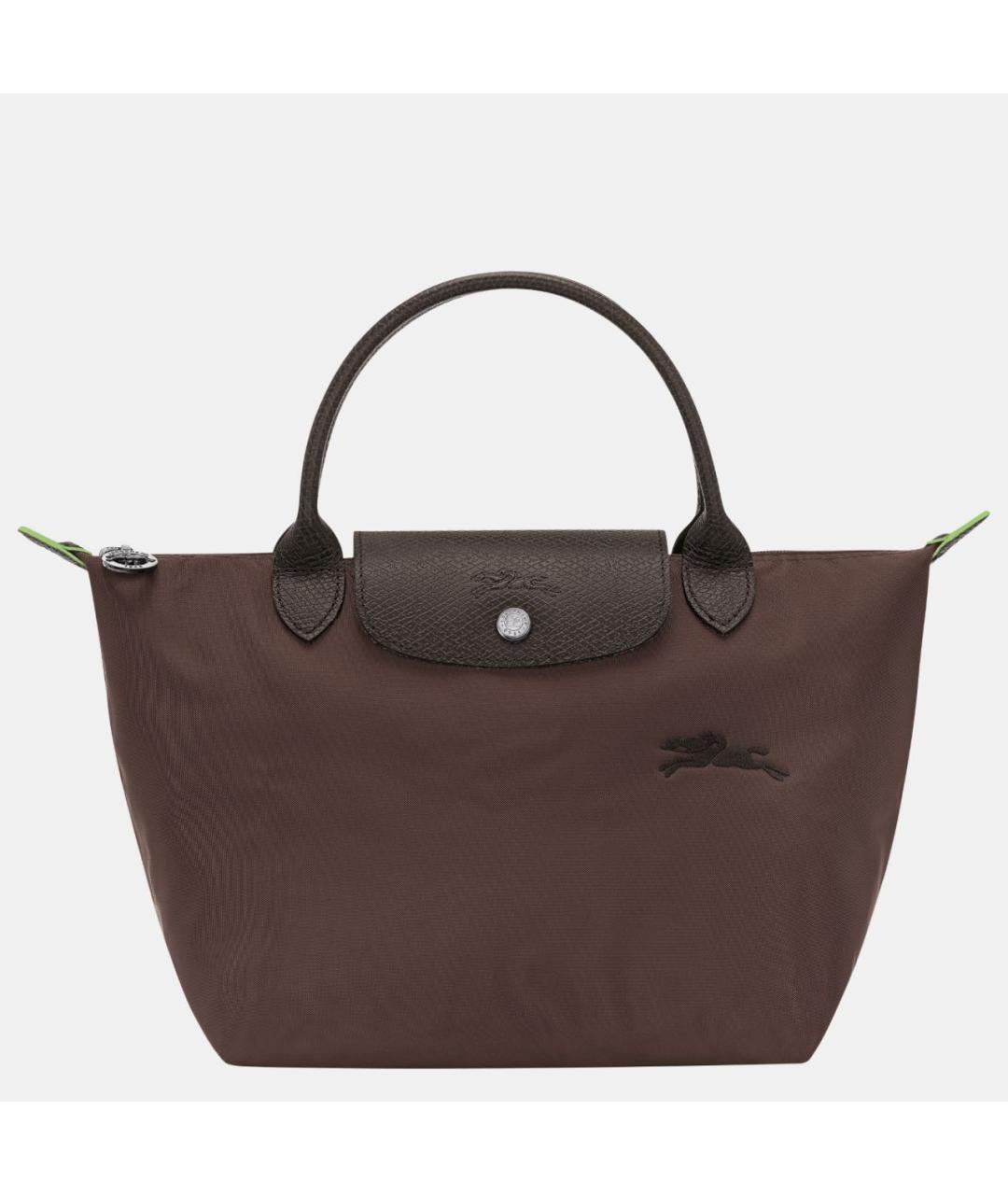 LONGCHAMP Коричневая тканевая сумка с короткими ручками, фото 7