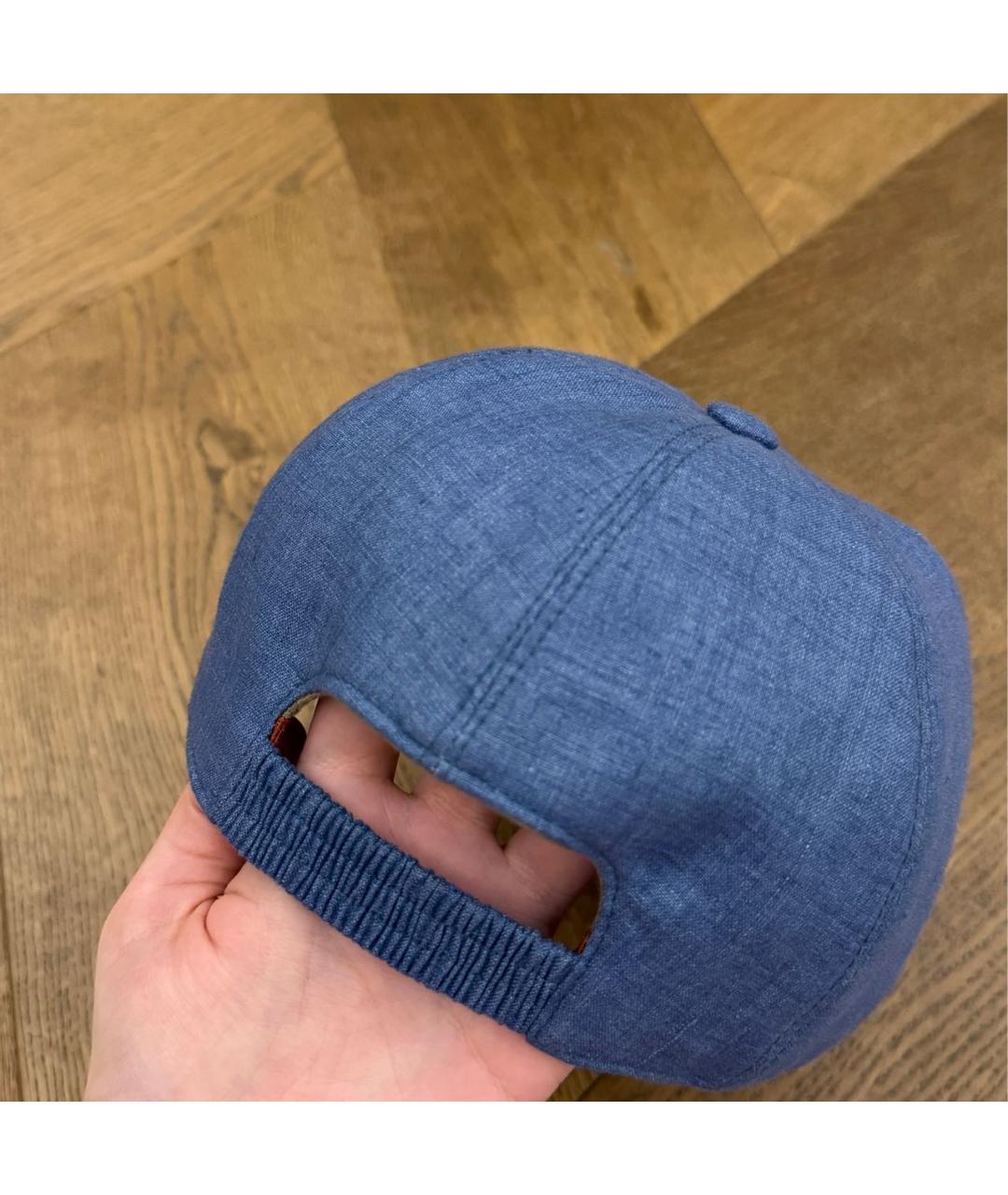 LORO PIANA Голубая льняная кепка/бейсболка, фото 3