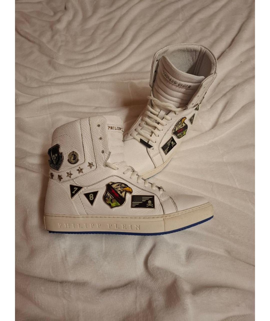 PHILIPP PLEIN Белые высокие кроссовки / кеды из искусственной кожи, фото 7