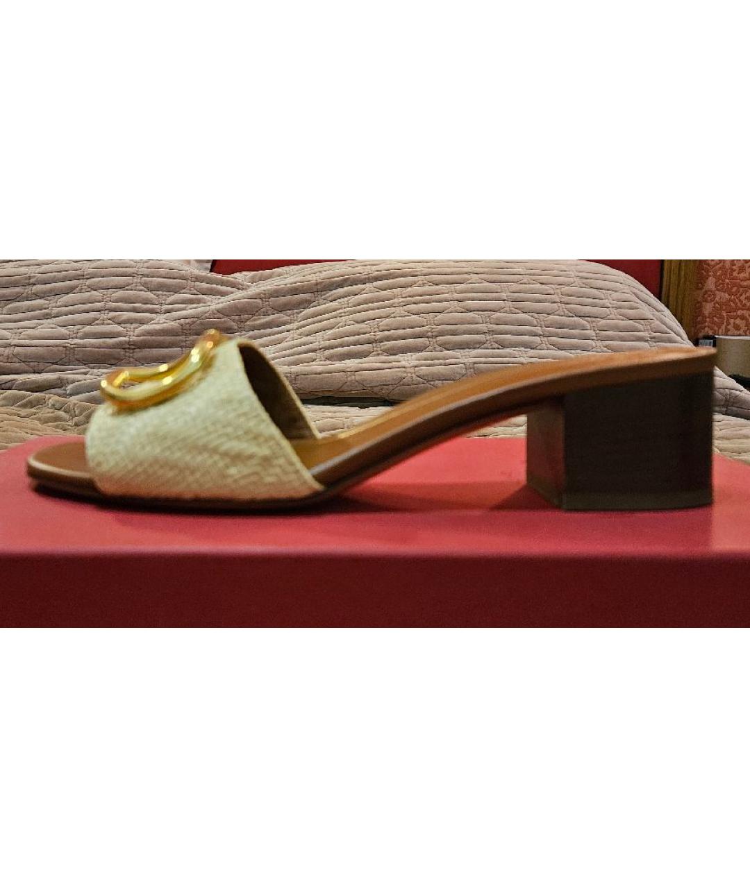 VALENTINO Желтые кожаные сандалии, фото 9