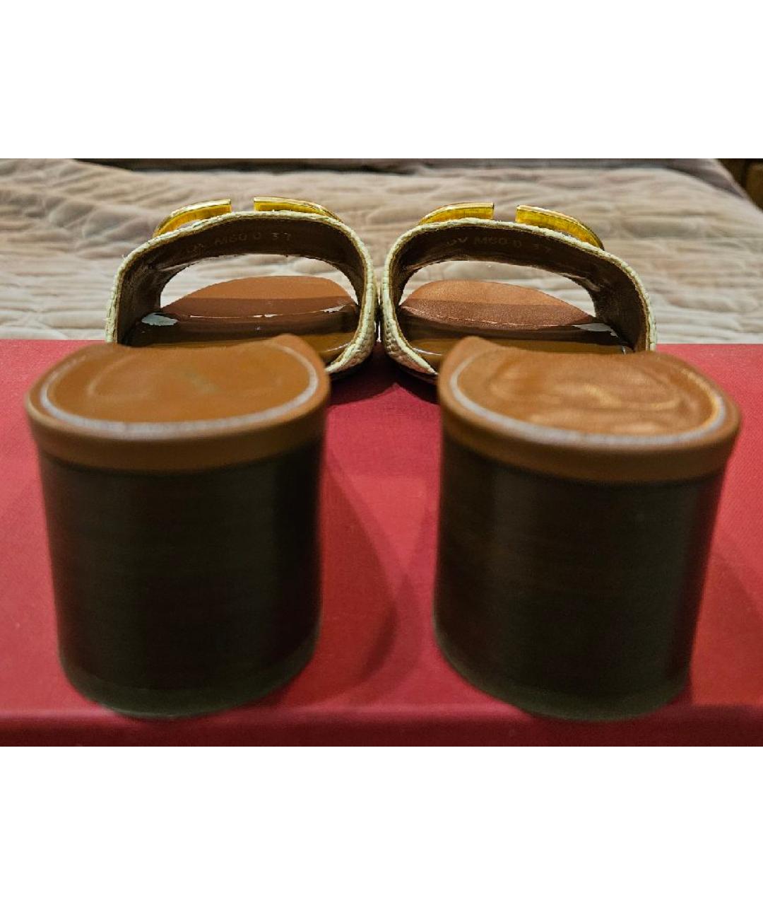 VALENTINO Желтые кожаные сандалии, фото 4