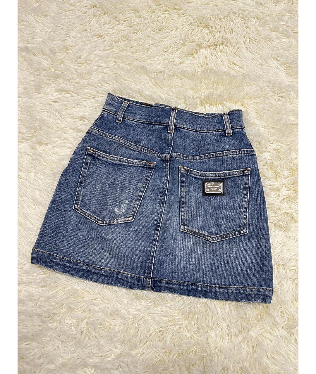 DOLCE&GABBANA Синяя юбка мини, фото 5