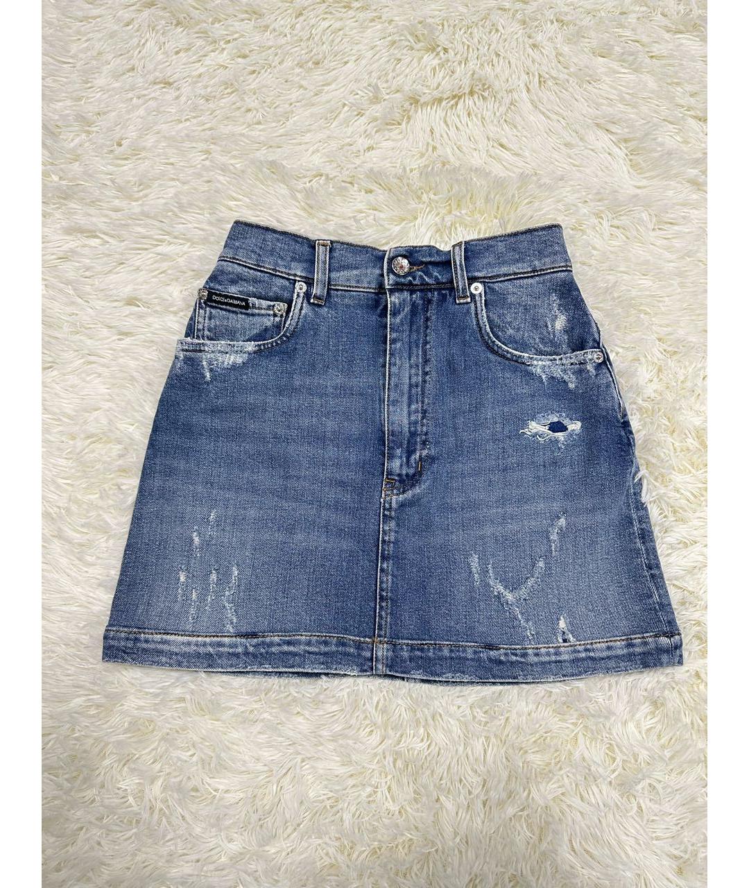 DOLCE&GABBANA Синяя юбка мини, фото 6