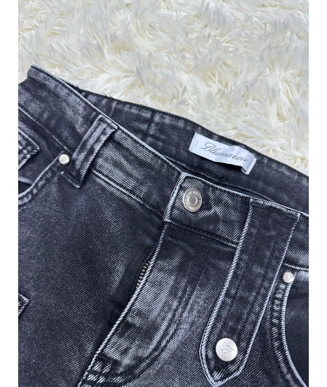 BLUMARINE Антрацитовые прямые джинсы, фото 3