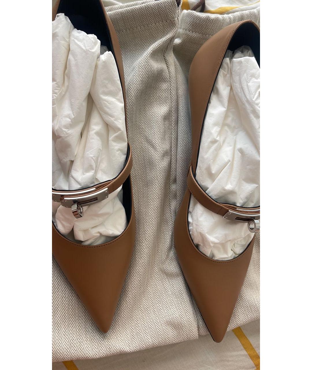 HERMES Бежевые кожаные туфли, фото 7