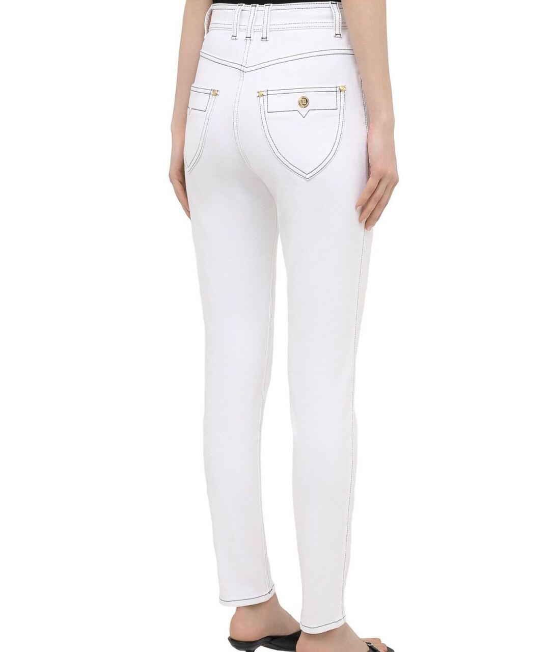 BALMAIN Белые хлопко-леновые джинсы слим, фото 2
